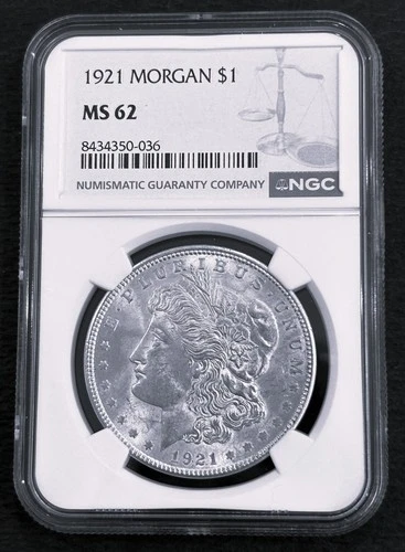 1921   MORGAN  SILVER  DOLLAR Certified MS62