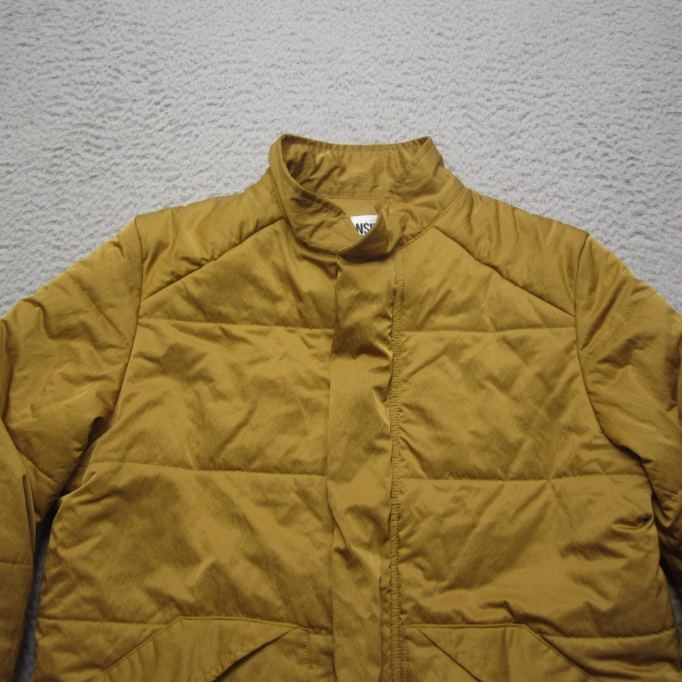 Chaqueta NSF Para Hombre Grande Marrón Acolchada Puffer Cremallera Completa Frente a Presión Abrigo de Poliéster Foto 3 de 4