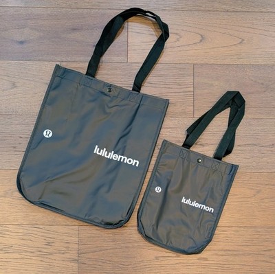 Lululemon Large Small Lot of 2 Reusable Shopping Tote Bags   Forest Green  