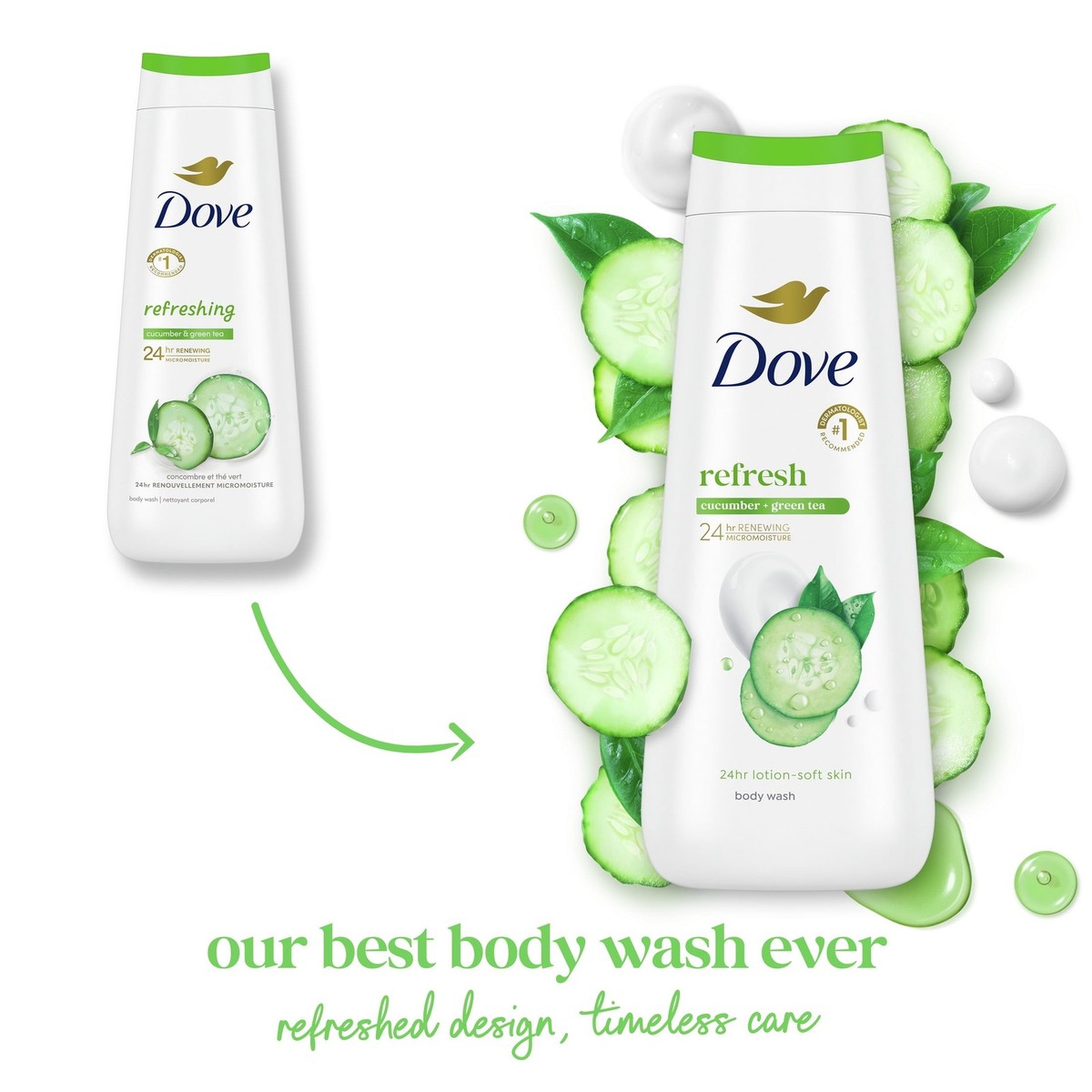 Dove Refreshing Liquid Body Wash Cucumber and Green Tea Cleanser