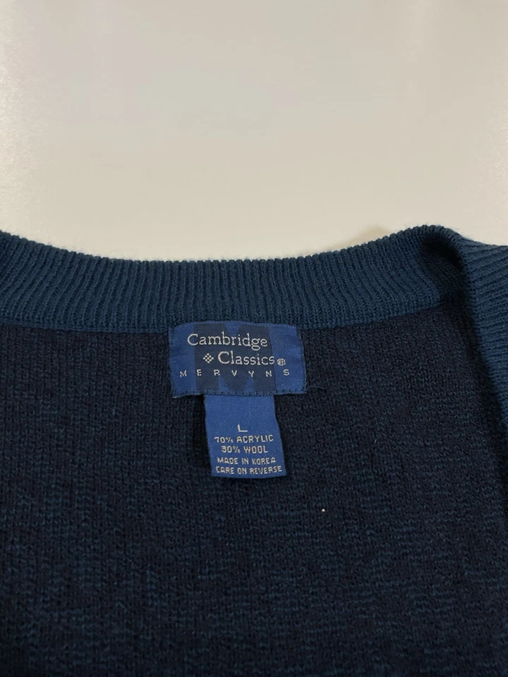 Chaleco Suéter Vintage Mervyn’s Talla L Geométrico Abuelo Lana Tejido Preppy Años 90 Foto 2 de 4