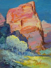 Landscape painting Original art Impressionism Oil on panel by S. Chernyakovsky