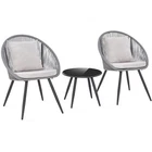 3 Piece Patio Furniture Set Cushioned Chairs Garden Conversation NEW