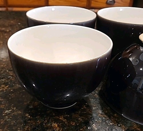 SET OF 4 Denby PRALINE NOIR 5.5" Soup, Cereal Bowls. Black, White, & Beige - Picture 5 of 19