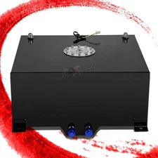 15 GALLON/57L LIGHT BLACK COAT ALUMINUM RACE DRIFT FUEL CELL TANK+SENDING UNIT