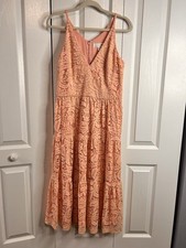 Dress the Population Women’s Melina Lace Pink Sleeveless Maxi Dress Size Large