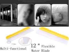 12 Inch Flexible Silicone Squeegee T-Bar Water Blade for Car or Home Glass Ye...