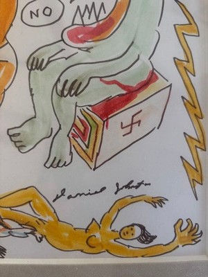 Daniel Dale Johnston オリジナル作品　原画 Daniel Dale Johnston original artwork, with certificate of