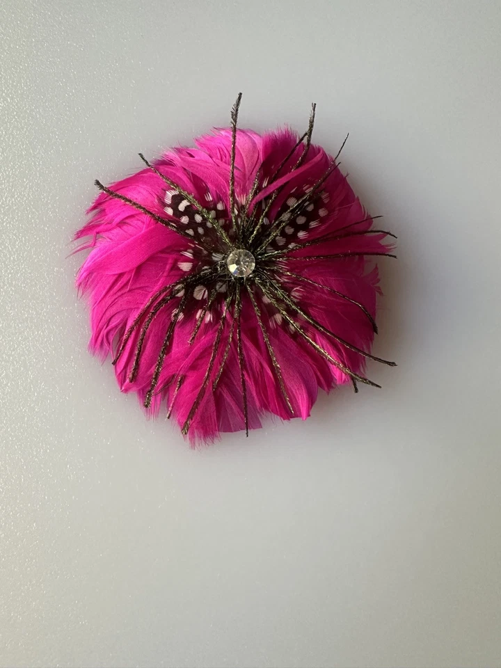 Clip de pelo de pluma hecho a mano rosa cocodrilo clip estrás Foto 2 de 4