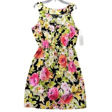 Blu Sage Black Floral Mini Dress NEW Stretch Fitted Bodycon Sleeveless Women's 8
