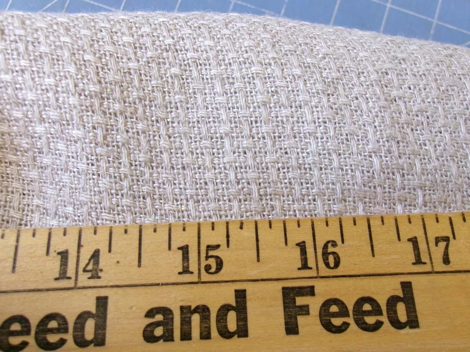 2+ yd Vintage Woven FABRIC Homespun Natural Tweed Boucle Linen Look Ecru Beige - Image 2 of 4