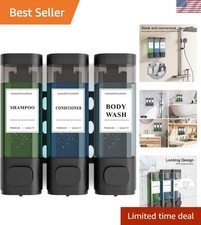 Shampoo Dispenser Wall Mount 900ml Soap Dispenser No-Drill Lockable 3 Pack