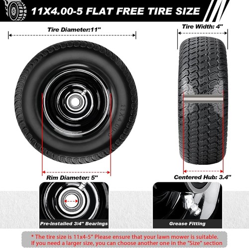 Reliable 4.00-5 Flat Free Replacement Tires for Lawn Mowers - 220 lbs Capacity - Picture 4 of 11