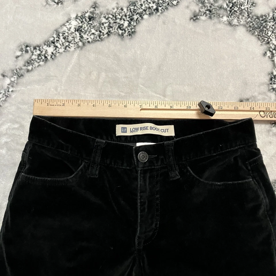 Pantalones de pana Gap para mujer talla 2 negros tiro bajo corte bota elástico Y2K Foto 2 de 4
