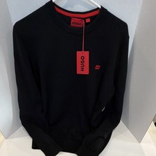 NWT HUGO Boss Red Label Black Cotton blend Men's Pullover Sweater Crew Neck Sz M