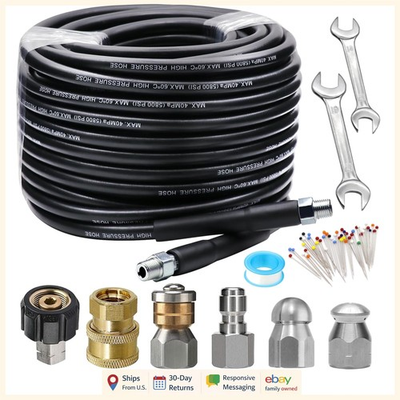 #ad Sewer Jet Hose Kit 100FT with Quick Connect Plug and Heavy Duty Accessories $92.99