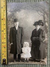 Early 1900s Studio Family Portrait with Child Formal Edwardian Dress