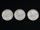 1944 P-D-S Mercury Silver Dimes NICE!