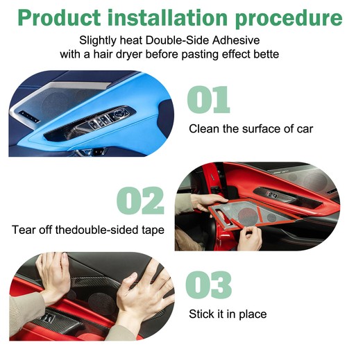 Real Carbon Fiber Door Sound Speaker Cover Trim For Corvette C8 2020-2024 -Pair - Picture 9 of 23
