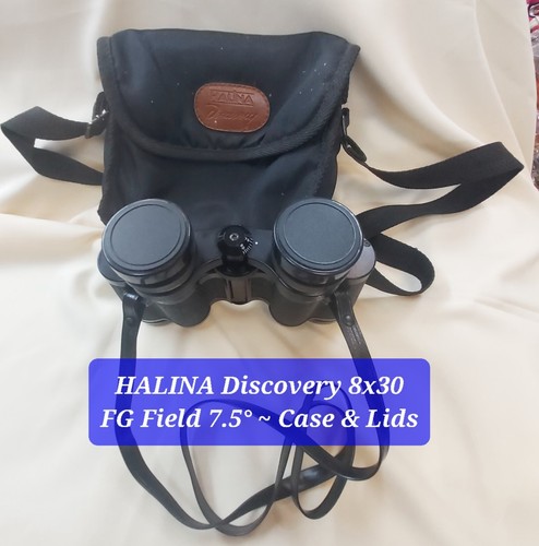 HALINA Discovery 8x30 Binoculars+ Lids +Soft Case & Straps Wide Angle F=7.5° VGC - Picture 5 of 23