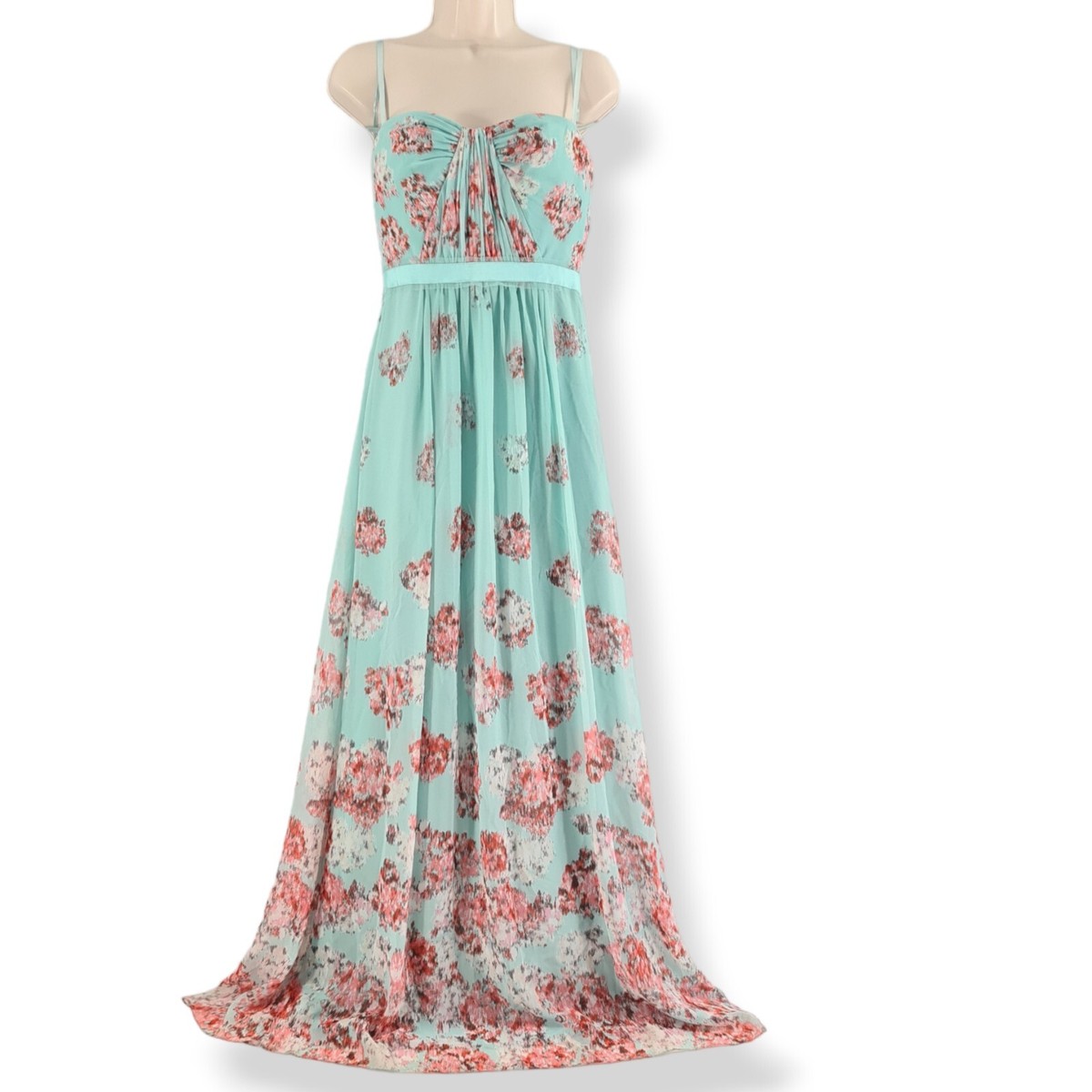 BCBGMaxAzria Amber Aqua Mist Floral Chiffon Corset Top