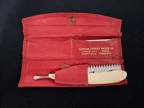 Kit rasoio dritto Durham Duplex Razor Company vintage con lame nuove - Foto 6 di 10