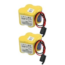 2X BR-2/3AGCT4A 6V PLC Battery w/ Black Plug for FANUC A98L-0031-0025 CNC Mahine