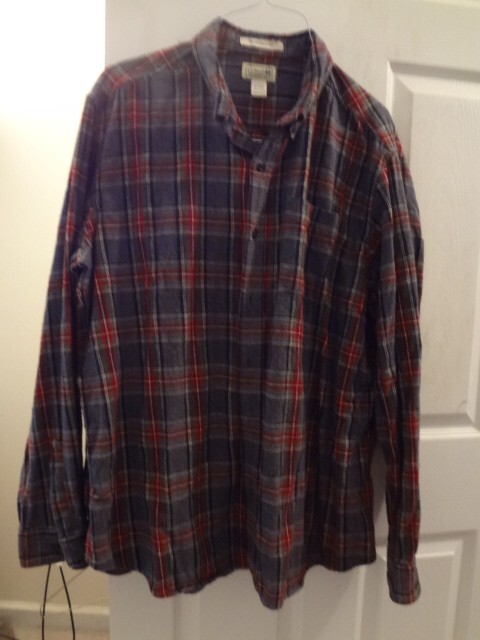 LLBean Men's Scotch Plaid Flannel Shirt XL Grey Stewart