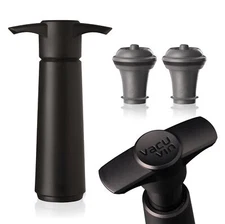 Vacu Vin Wine Saver Stoppers Set of 2 Black Reusable Wine Preservation Tools