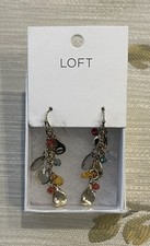 Loft Earrings 2  Gold Dangle MultiColored Pas...