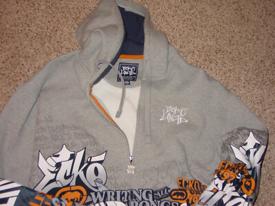 Ecko Unlimited 1972 Gray Full Zip Up Hoodie Size 2XL | eBay