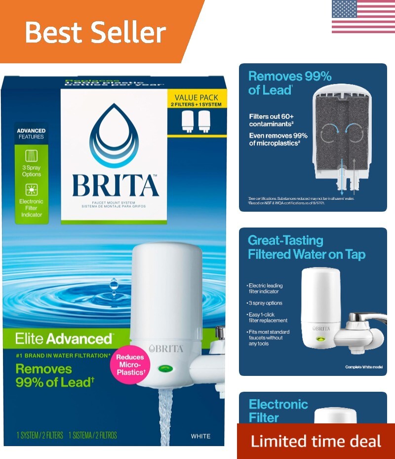3 Spray Options Faucet Filtration System - BPA-Free with 2 Replacement Filters