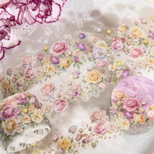 Blossom Flowers PET Tape Glitter Stickers Journal Album Card Scrapbooking Crafts