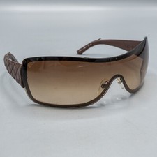 AS IS - Chanel Sunglasses 4155-Q Dark Brown Quilted Leather in Case Woman's USED