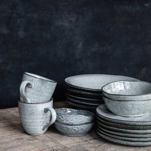 House Doctor Schüssel 'Rustic' Ø 14 cm grau/blau Keramik Rustikal Scandi - Bild 3 von 4