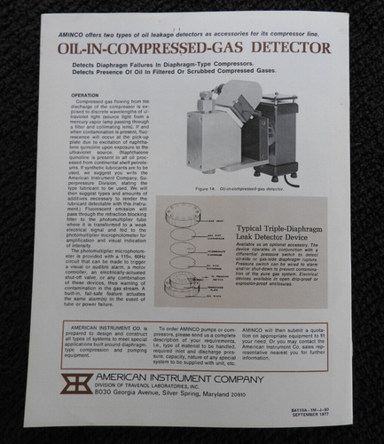 1977 Aminco Diaphragm-Type Compressor Sales Brochure Silver Spring MD - Picture 7 of 7