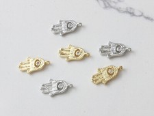 10pc Hamsa Hand Charm,Evil Eye Pendant,Hand of Fatima/Miriam Charm,Earring Charm