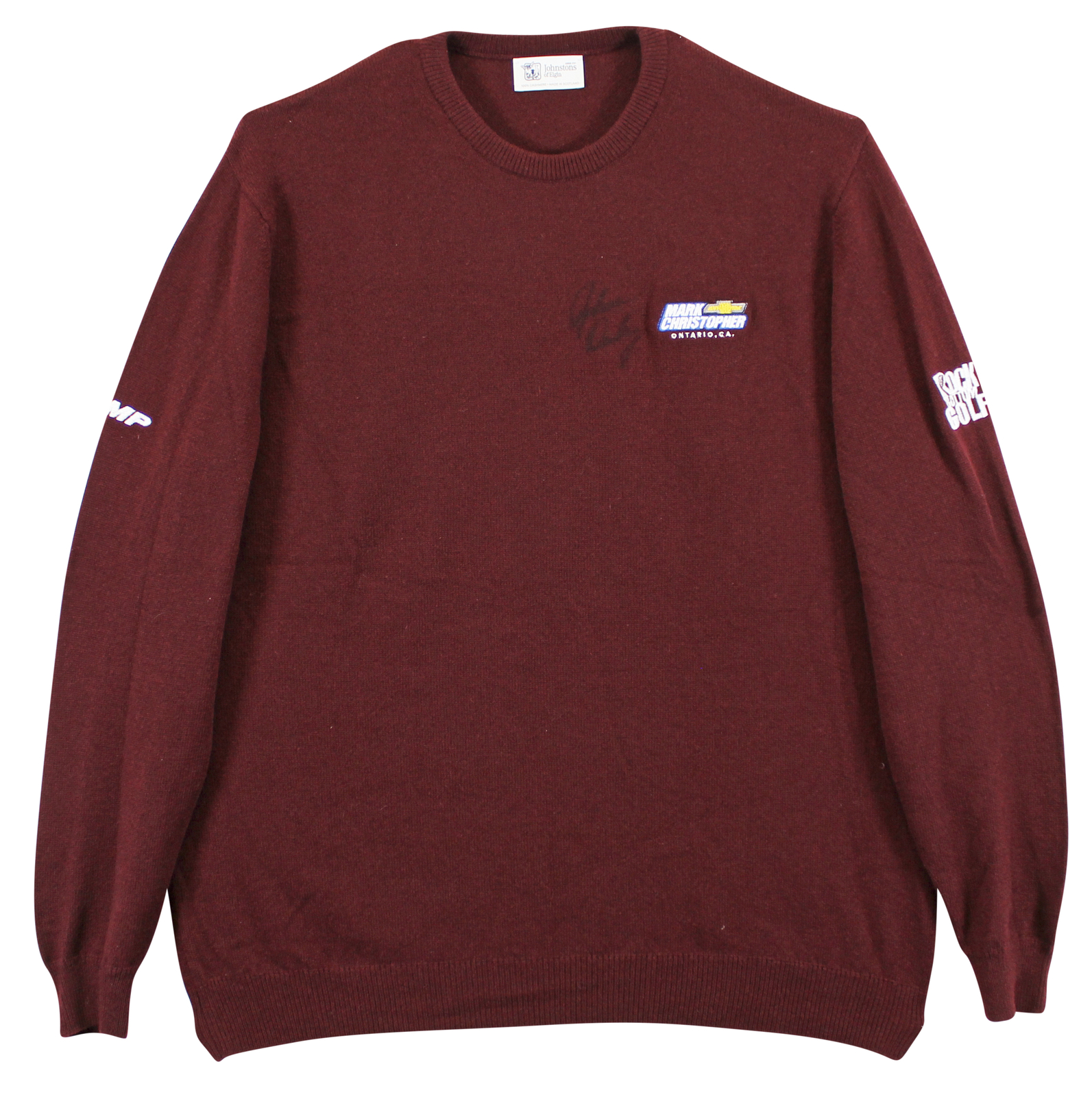 John Daly Autographed Signed Match Worn Maroon Johnstons Of Elgin Cashmere Sweater Beckett 