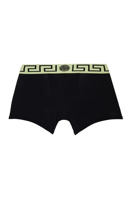 NWT Versace Mens Greca Border Trunk Brief Black Neon Green Size 4