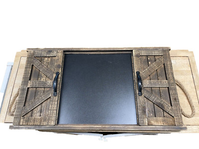 Sliding Barn Door - Rustic Wooden Frame Blackboard Chalkboard - 32''Lx17''Hx2.5''W
