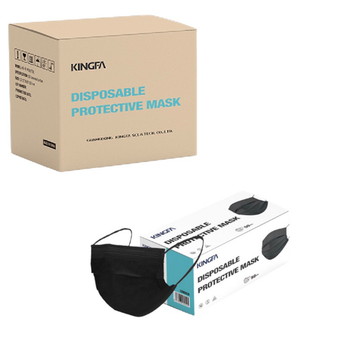 Kingfa Disposable Face Mask Non Medical Surgical 3 Ply Ear loop Black