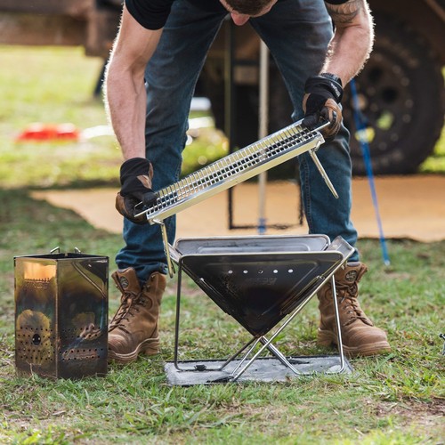 Adventure Kings Premium Stainless Steel Folding Firepit + Folding Firepit Grill - Picture 12 of 12