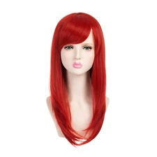 OneDor 20 Inch Full Head Straight Premium Japanese Hair Wig (Red)