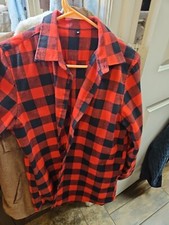 Unbranded Size M Lightweight Red,black Plaid Flannel Womens Shirt