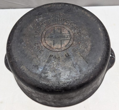 Vtg Griswold 8 Tite Top Dutch Oven Large Block Logo Bottom Only No Swi