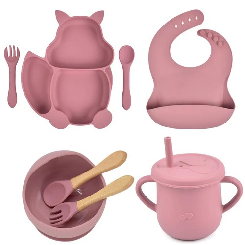 Set 8 pezzi/set ventosa per bambini piatto tazza bavaglini set piatti alimentazione bambini - Foto 36 di 37