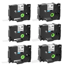 TZ TZe-221 231 241 251 6-36mm Black on White Label Tape Fit For Brother P-Touch