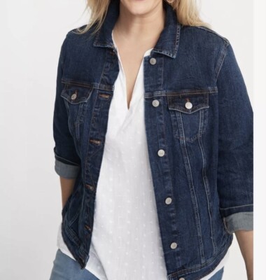 Old Navy Womens Medium Boyfriend Fit Jean Jacket Ruthie Blue Denim Cotton L