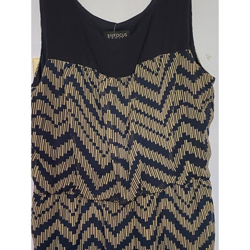 Enfocus Petite Chevron ärmelloses Maxikleid blau & hellbraun Damengröße 10 " - Bild 3 von 9