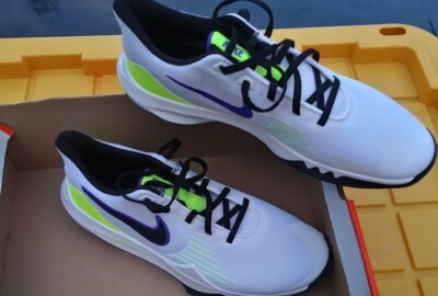 Nike Precision 5 Flyease CW3403-100 White Barely Volt Bball Shoes Sneaks 13 New